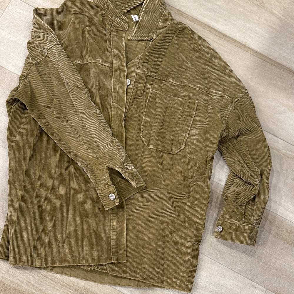 Zenana Outfitters Olive Corduroy Jacket
